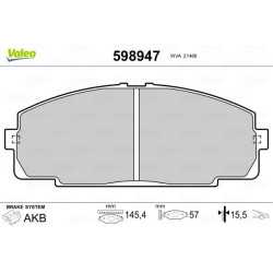 Stabdžių trinkelių rinkinys, diskinis stabdys VALEO 598947