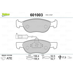 Stabdžių trinkelių rinkinys, diskinis stabdys VALEO 601003