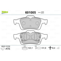 Stabdžių trinkelių rinkinys, diskinis stabdys VALEO 601005