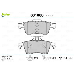 Stabdžių trinkelių rinkinys, diskinis stabdys VALEO 601008