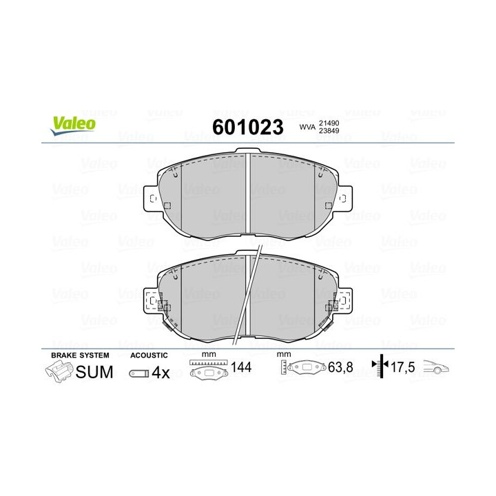 Stabdžių trinkelių rinkinys, diskinis stabdys VALEO 601023