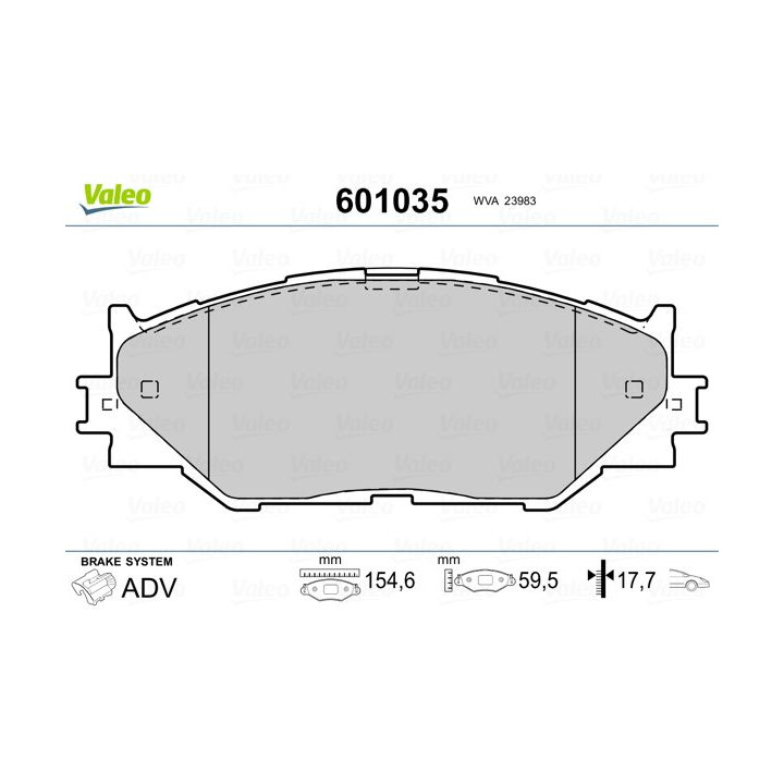 Stabdžių trinkelių rinkinys, diskinis stabdys VALEO 601035