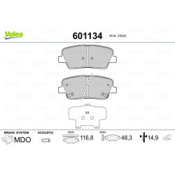 Stabdžių trinkelių rinkinys, diskinis stabdys VALEO 601134