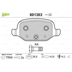 Stabdžių trinkelių rinkinys, diskinis stabdys VALEO 601303