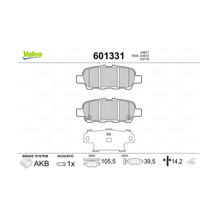 Stabdžių trinkelių rinkinys, diskinis stabdys VALEO 601331