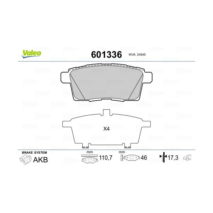 Stabdžių trinkelių rinkinys, diskinis stabdys VALEO 601336