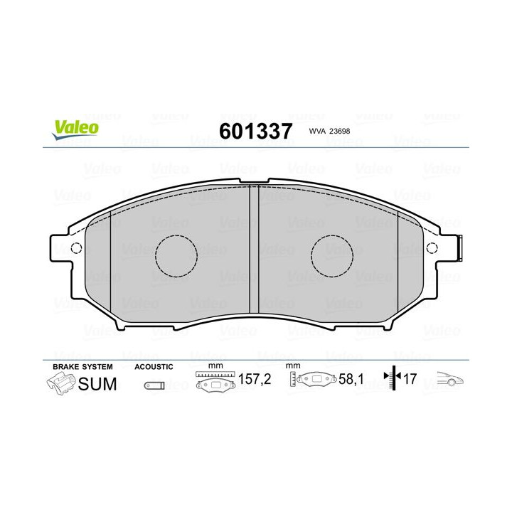 Stabdžių trinkelių rinkinys, diskinis stabdys VALEO 601337