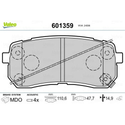 Stabdžių trinkelių rinkinys, diskinis stabdys VALEO 601359