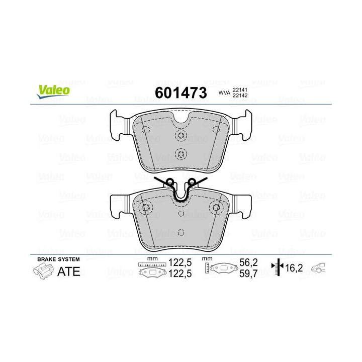 Stabdžių trinkelių rinkinys, diskinis stabdys VALEO 601473