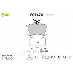 Stabdžių trinkelių rinkinys, diskinis stabdys VALEO 601474