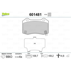 Stabdžių trinkelių rinkinys, diskinis stabdys VALEO 601481