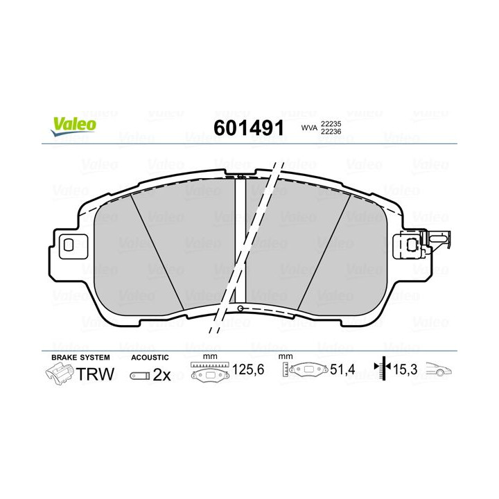 Stabdžių trinkelių rinkinys, diskinis stabdys VALEO 601491