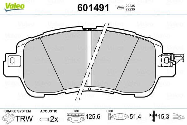 Stabdžių trinkelių rinkinys, diskinis stabdys VALEO 601491