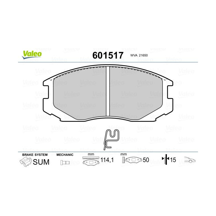 Stabdžių trinkelių rinkinys, diskinis stabdys VALEO 601517