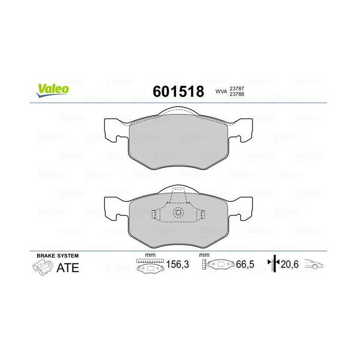 Stabdžių trinkelių rinkinys, diskinis stabdys VALEO 601518