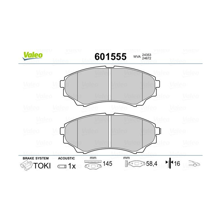 Stabdžių trinkelių rinkinys, diskinis stabdys VALEO 601555