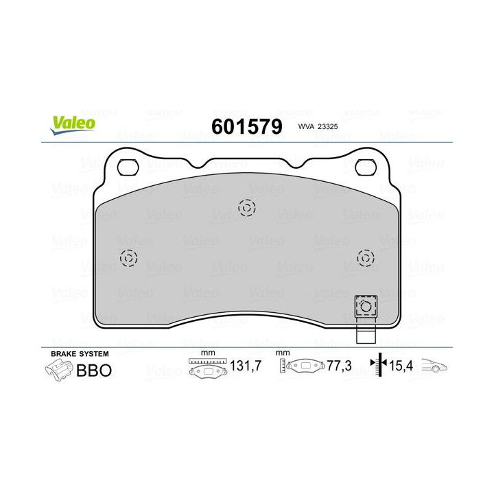 Stabdžių trinkelių rinkinys, diskinis stabdys VALEO 601579