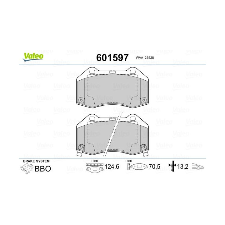 Stabdžių trinkelių rinkinys, diskinis stabdys VALEO 601597