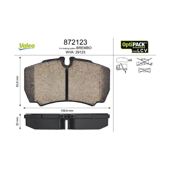 Stabdžių trinkelių rinkinys, diskinis stabdys VALEO 872123