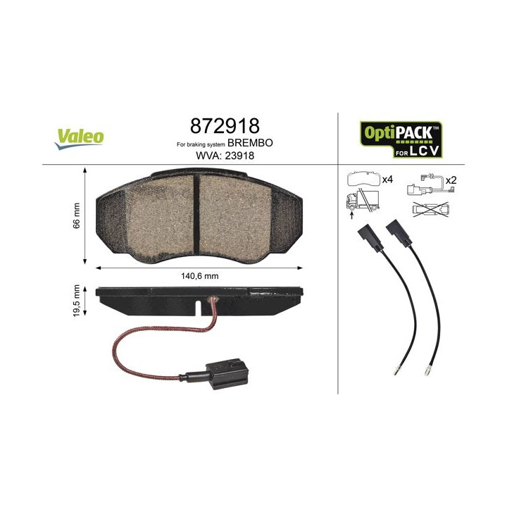 Stabdžių trinkelių rinkinys, diskinis stabdys VALEO 872918