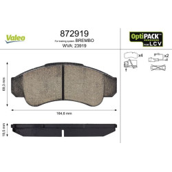 Stabdžių trinkelių rinkinys, diskinis stabdys VALEO 872919