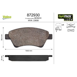 Stabdžių trinkelių rinkinys, diskinis stabdys VALEO 872930