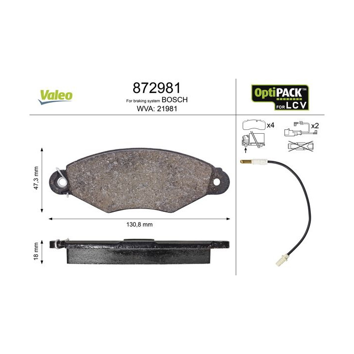 Stabdžių trinkelių rinkinys, diskinis stabdys VALEO 872981