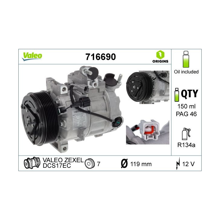 Kompresorius, oro kondicionierius VALEO 716690