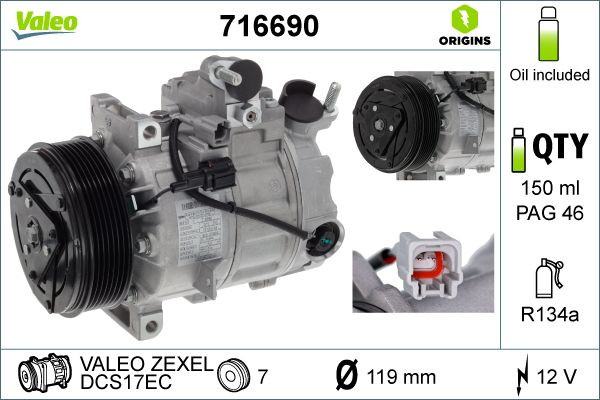 Kompresorius, oro kondicionierius VALEO 716690