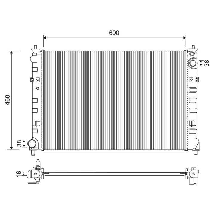 Radiatorius, variklio aušinimas VALEO 701203