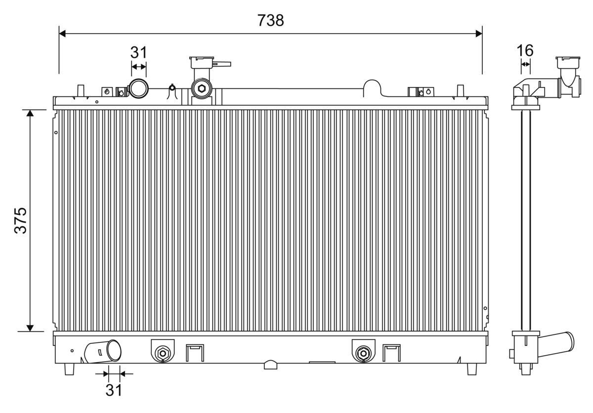 Radiatorius, variklio aušinimas VALEO 701208