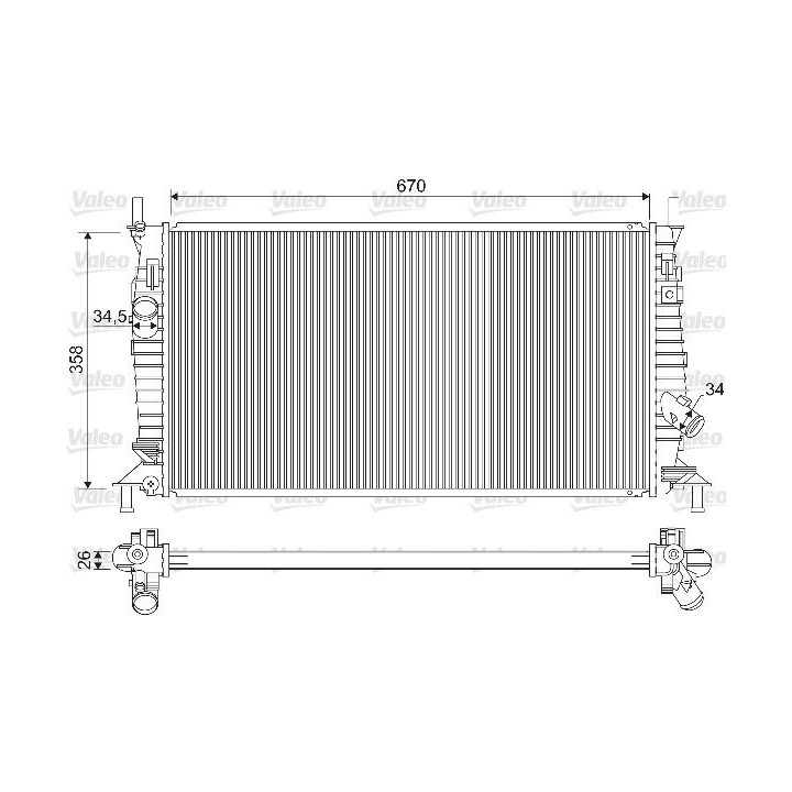 Radiatorius, variklio aušinimas VALEO 733254