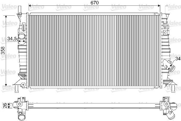 Radiatorius, variklio aušinimas VALEO 733254