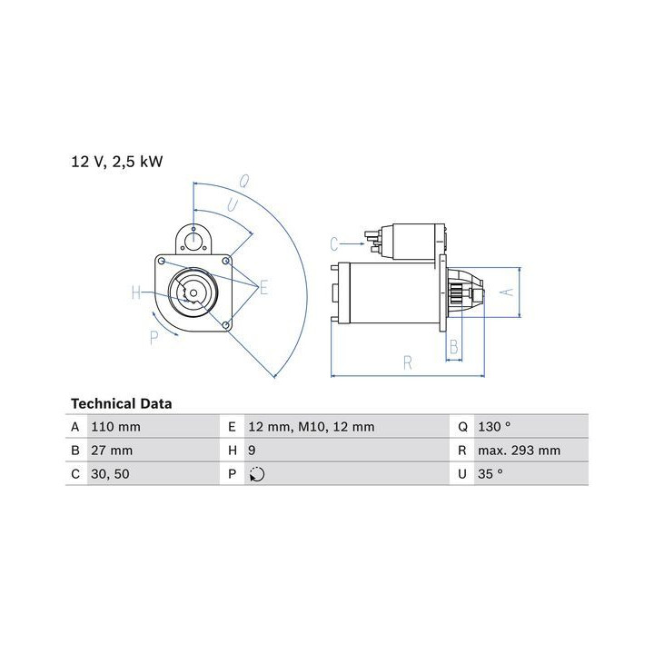 Starteris BOSCH 0 986 011 060
