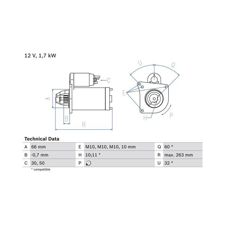 Starteris BOSCH 0 986 013 200