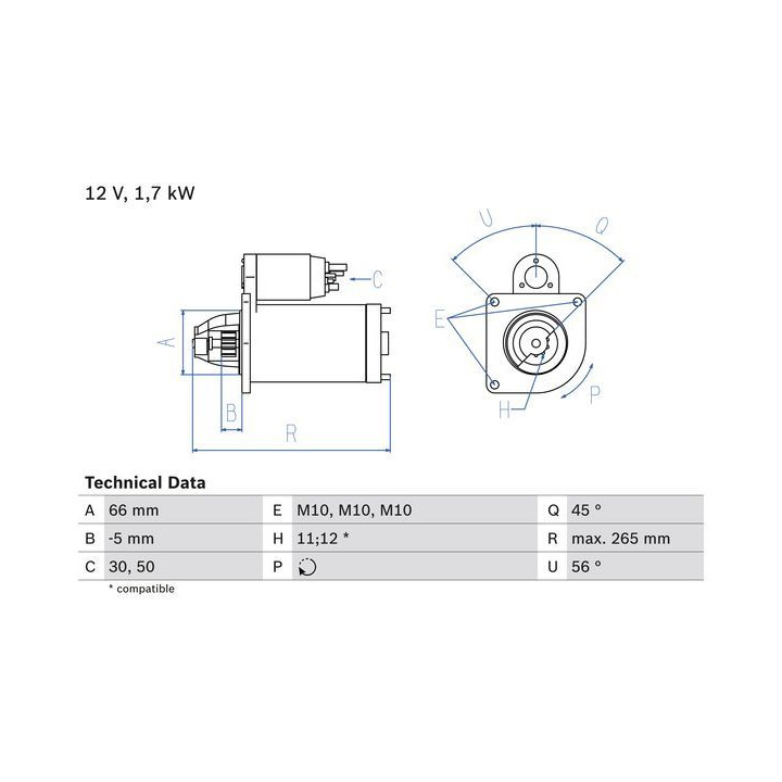 Starteris BOSCH 0 986 013 240