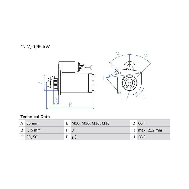 Starteris BOSCH 0 986 015 010