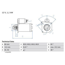 Starteris BOSCH 0 986 016 400