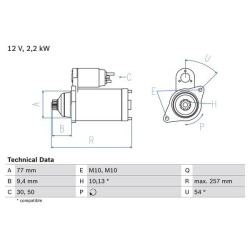 Starteris BOSCH 0 986 017 611
