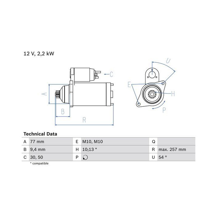 Starteris BOSCH 0 986 017 611