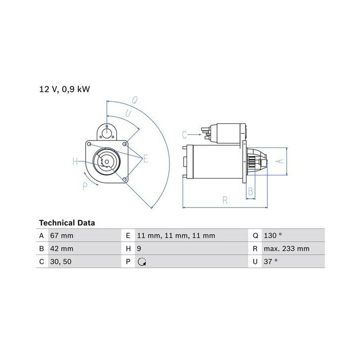 Starteris BOSCH 0 986 019 030