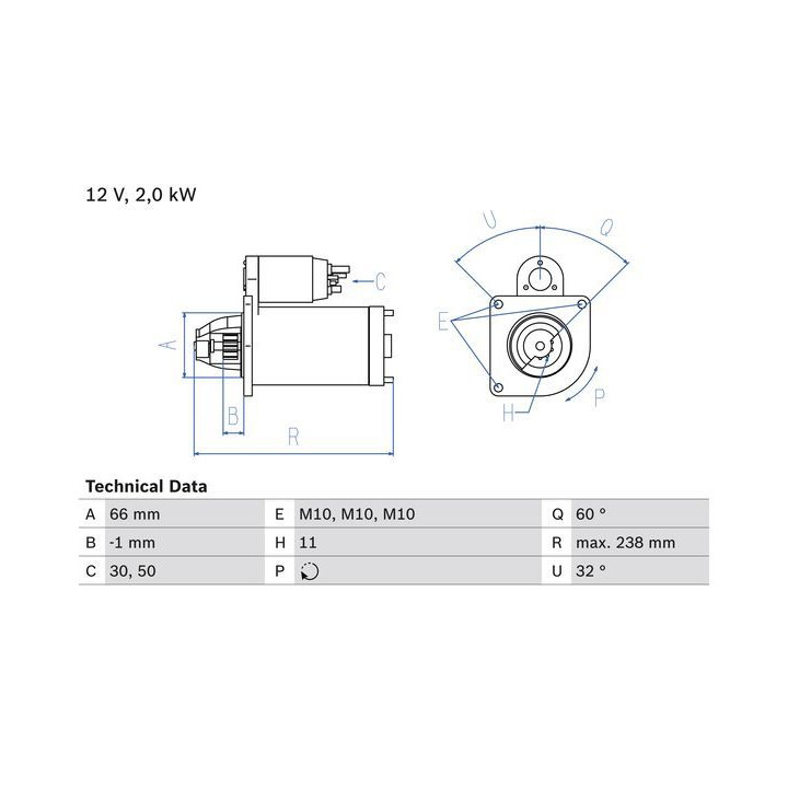Starteris BOSCH 0 986 019 271