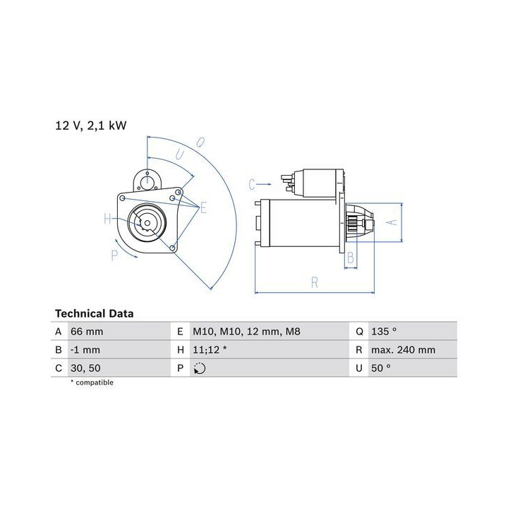 Starteris BOSCH 0 986 020 131