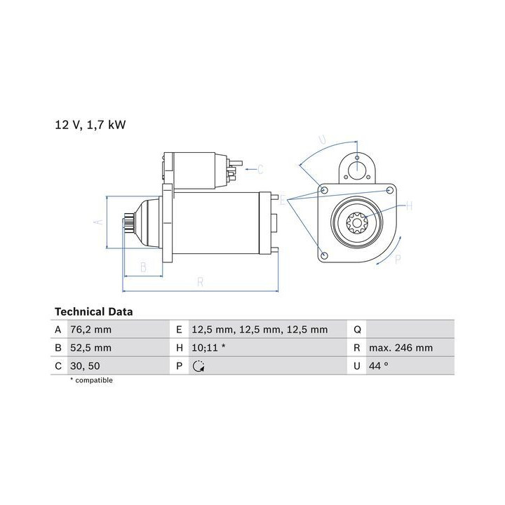 Starteris BOSCH 0 986 020 250