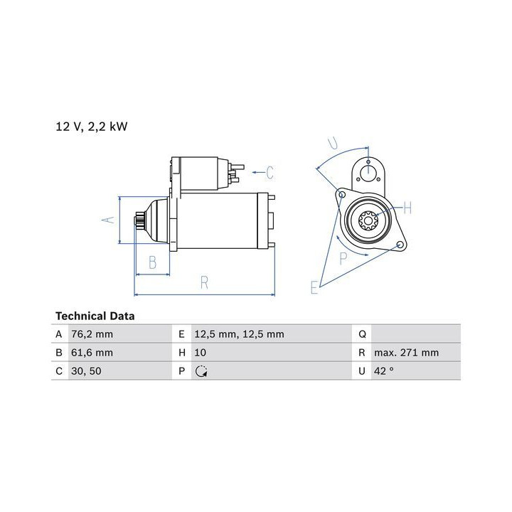 Starteris BOSCH 0 986 020 270