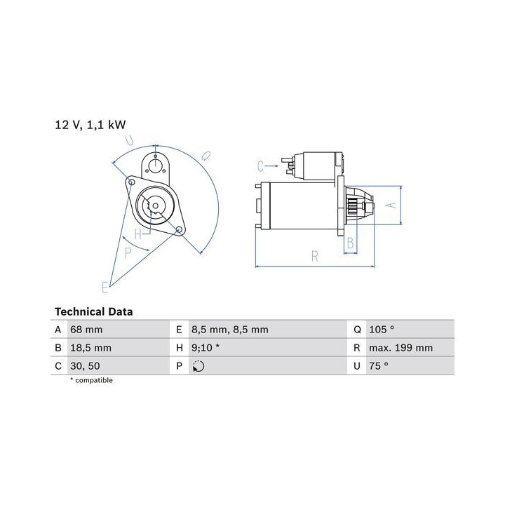 Starteris BOSCH 0 986 020 870