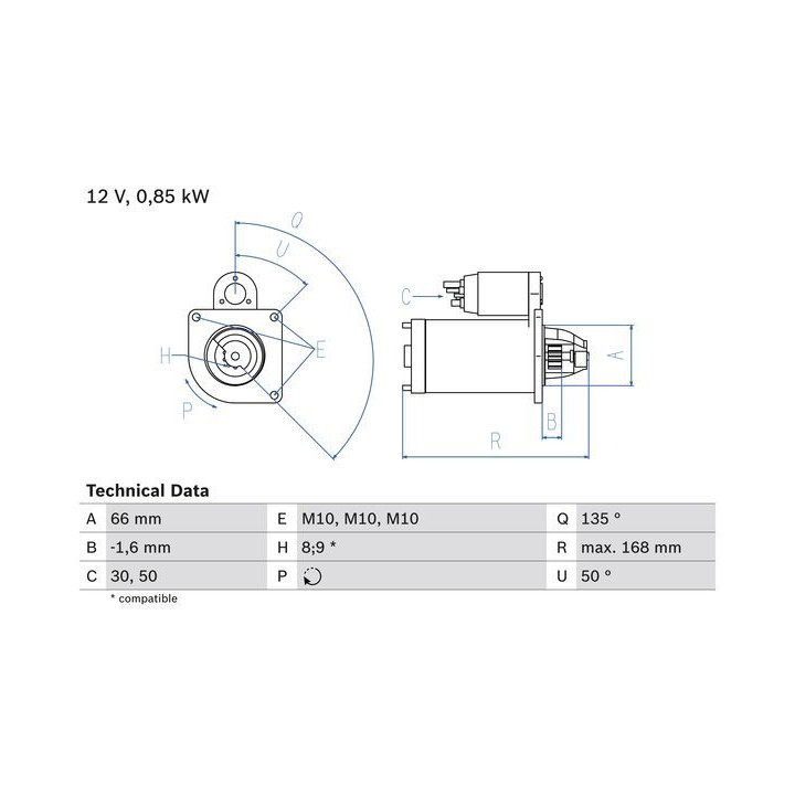Starteris BOSCH 0 986 021 051