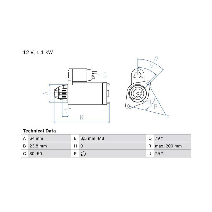 Starteris BOSCH 0 986 021 240