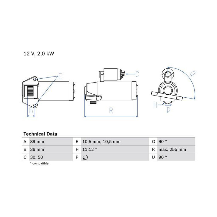 Starteris BOSCH 0 986 021 810