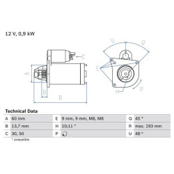 Starteris BOSCH 0 986 021 970